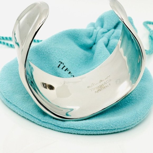 7" Tiffany & Co Left Bone Cuff Bracelet by Elsa Peretti in Sterling Silver - Picture 4 of 8